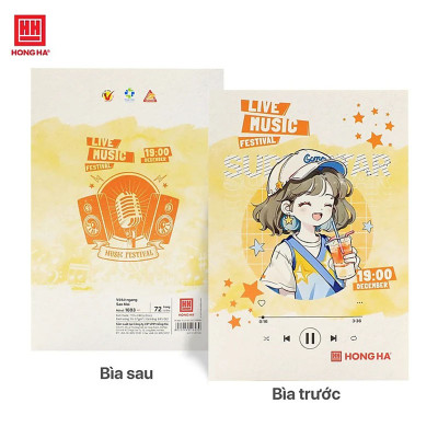 Vở Hồng Hà 72 trang kẻ ngang 7mm gáy ghim Sao mai Live Music 1693 định lượng 55 - 57gsm độ trắng 84% ISO Khổ vở 170 x 240mm (khổ nhỏ)