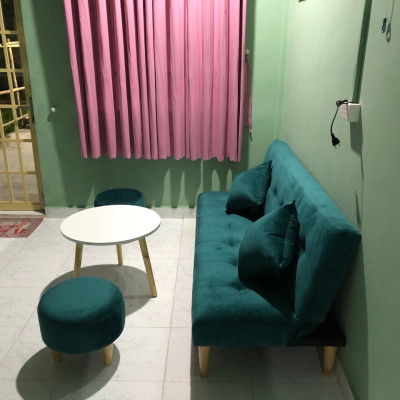 Bộ sofa bed giường xanh lá cây vải nhung PHKH-13