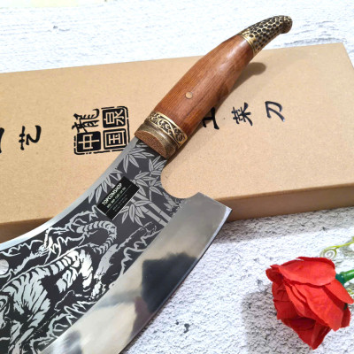 DAO BẾP - DAO THÁI CHẶT HOA VĂN HỔ DT150 ĐỘC 6996 topcomshop vn