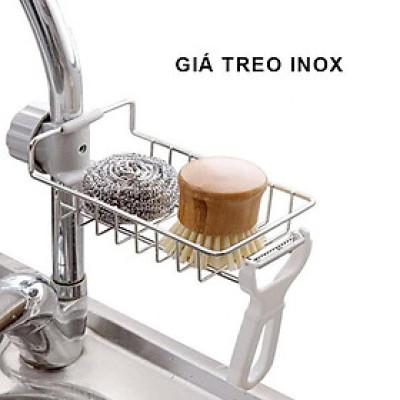 Giá Treo Vòi Đựng Đồ, Giẻ Rửa Chén Bát - Kệ Gắn Vòi INOX Để Đồ Giẻ Rửa Chén Bát 