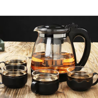 Bộ Bình Trà Thủy Tinh kèm Tách Lưới Lọc Inox 304 Không Gỉ- Tiện Lợi PaKaSa - Chính Hãng