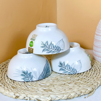 Bộ Bát Đĩa Thương Hiệu Gosu Họa Tiết Lá Khắc Nổi Viền Đen Cao Cấp