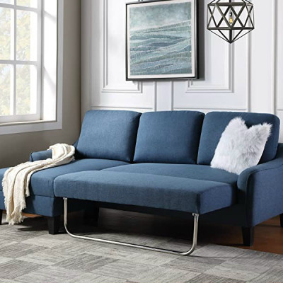 Sofa vải góc L bed giường Tundo xuất khẩu màu xanh 203 x 130 cm