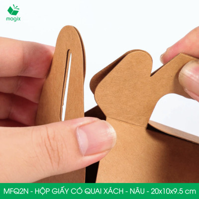 MFQ2N - 20x10x10 cm - 100 hộp giấy kraft có quai xách - Hộp đựng bánh ngọt, hộp quà tặng handmade