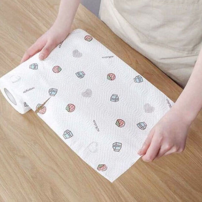 Cuộn Khăn Giấy Lau Đa Năng - Chất Liệu Rayon An Toàn - Lau Chén Đĩa , Lau Nhà Bếp..vv - Hàng Chính Hãng