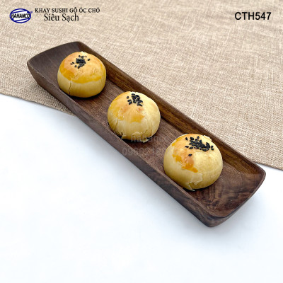 Khay Sushi gỗ Óc Chó nhập khẩu Mỹ nguyên khối - CTH547 - hàng Xuất Khẩu Nhật - đựng đồ ăn/trang trí - đĩa bánh mì/trái cây/bít tết/phụ kiện chụp ảnh, bày món ăn trong nhà hàng - Sang trọng trên bàn ăn