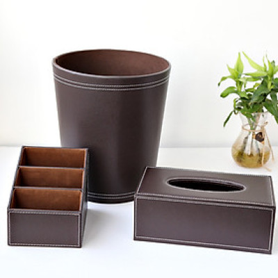 Thùng rác văn phòng, cốc cắm bút, Hộp đựng giấy ăn : Combo 3 sản phẩm