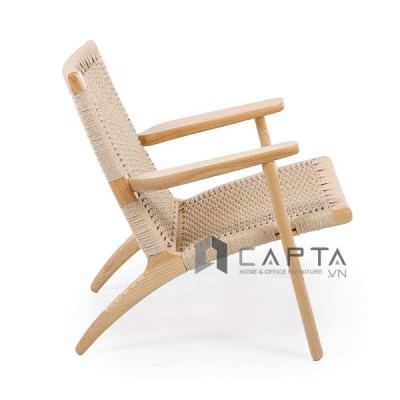 Ghế thư giãn nệm dây đan màu gỗ tự nhiên CH25 Nội thất Capta Ghế tiếp khách khung gỗ ASH cao cấp tại hcm airm chair