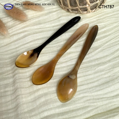 Thìa cafe xúc gia vị bằng sừng (dài 12,5cm) nhỏ gọn giúp gia vị không mất mùi - Xúc gia vị, cafe, deccor - An toàn cho sức khỏe - CTH787