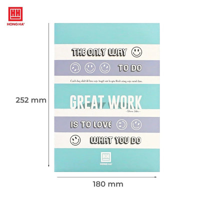 Vở kẻ ngang Hồng Hà 120 trang - Gáy ghim - Study Be Yourseft 1463 định lượng 70 gm2 độ sáng 90-92 ISO Khổ vở 180 x 252 mm (Giao bìa ngẫu nhiên)