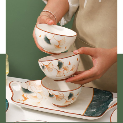 Bộ Bát Đĩa Thương Hiệu Gosu Hoạ Tiết Hoa Sen Xanh cao cấp