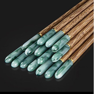 ( HÀNG CAO CẤP ) COMBO SÉT 05 ĐÔI ĐŨA GỖ CÁNH GÀ KHẢM NGỌC BÍCH VÀ NGỌC NGÀ ĐƯỢC LÀM THỦ CÔNG CAO CẤP DÀI 25,5CM