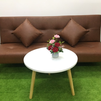 Ghế dài sofa bed và bàn tròn nội thất phòng khách- SB16--Simili--Nâu