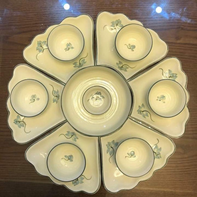 Bộ đĩa mặt trời gốm sứ Bát Tràng