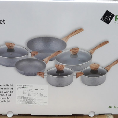 Bộ nồi nhôm đúc đáy từ 6 chiếc cao cấp ARBER Aluminium ALU03X Hàng chính hãng