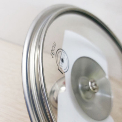 Nắp vung nồi chảo kính cường lực viền inox Lyncen xuất Nhật size 16/18/20/22/24/26/28/30cm 