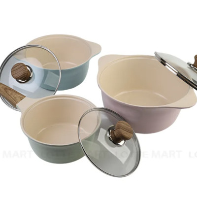 Bộ Nồi Đáy Từ Ecoramic 3 Món TRPIH3 - Chất liệu hợp kim nhôm cao cấp, men chống dính, thiết kế sang trọng