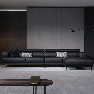 Sofa da góc L đầu bật cao cấp Juno Sofa HDCT-14
