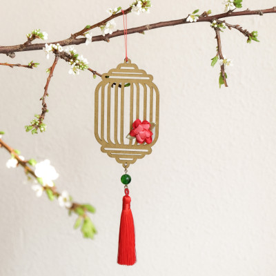 Combo 12V - Bộ 12 dây treo trang trí tết Khai Lộc Hoàng Kim màu Vàng,handmade,chất liệu gỗ, kim loại cắt CNC hoa văn sắc sảo, treo cành mai, đào, lan, quà tặng độc đáo ý nghĩa