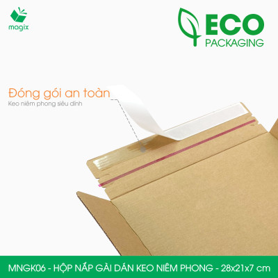 MNGK06 - 28x21x7cm - COMBO 20 HỘP CARTON NẮP GÀI HÔNG CÓ KEO NIÊM PHONG - THÙNG HỘP CARTON ĐÓNG HÀNG