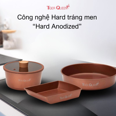 Bộ nồi Ceramic từ tính tay cầm rời Tiger Queen DCWCB-SET [5 món] - Màu nâu chocolate - Chính hãng
