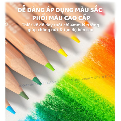 Bút chì màu vẽ tranh cao cấp mideer Vibrant Colored Pencil  24/36/48 màu, Chì vẽ chuyên nghiệp
