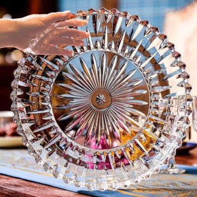 Khay thuỷ tinh tròn dày, nặng, trong vắt nhà G-HORSE 29cm Hàng chính hãng