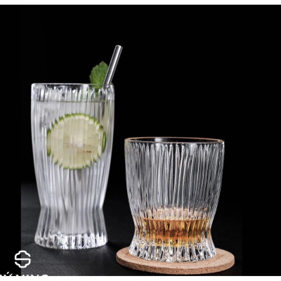 Bộ 6 cốc thủy tinh sọc dưa trắng đế loe TH