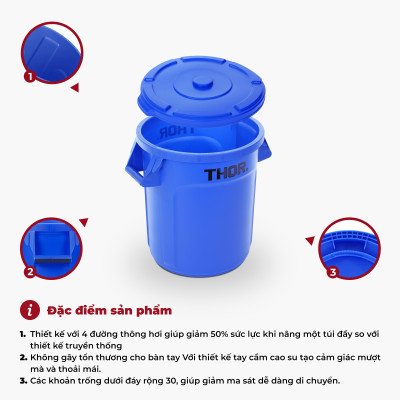 Thùng nhựa  tròn đa năng chịu lực THOR 38L thương hiệu TRUST 1011GN (không nắp)  phân phối bởi Cobi Home.