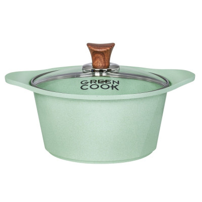 [Dùng Mọi Loại Bếp]Bộ 2 nồi và 1 quánh đúc đáy từ men chống dính ceramic  Greencook màu xanh ngọc và màu hồng ( chọn phân loại) gồm quánh size 18cm, nồi 20 và 24cm- hàng chính hãng