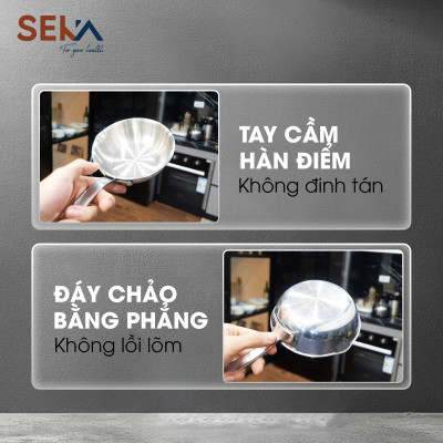 Chảo SEKA 12cm chảo mini chất liệu inox 304 đúc nguyên khối đáy liền 3 lớp nấu cho bé