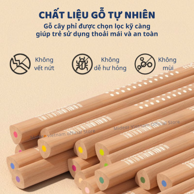 Bút chì màu vẽ tranh cao cấp mideer Vibrant Colored Pencil  24/36/48 màu, Chì vẽ chuyên nghiệp