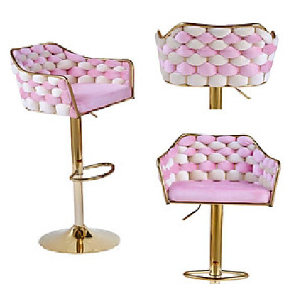 Ghế quầy tiếp khách nệm vải nhung CB2165B-F Nội thất Capta Ghế quầy thẩm mỹ viện nệm vải nhung khung chân tăng giảm mạ màu vàng bóng bắt mắt tại tp hcm