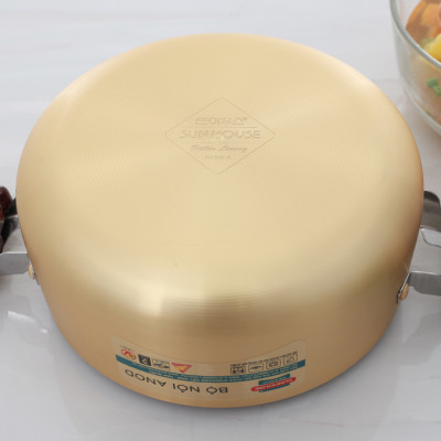 Bộ 3 nồi nhôm anod nắp kính Sunhouse SH6634 - Hàng chính hãng