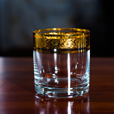 Bộ 6 ly Uống Nước Pha Lê Mạ Vàng 24K 300ml Hoa Văn Cổ Điển