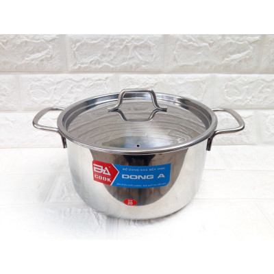 Bộ nồi đáy từ 3 cái đáy từ Đông á gồm 3 size 16cm/18cm/24cm có 2 loại nắp inox và nắp kính (chọn phân loại)-Hàng chính hãng