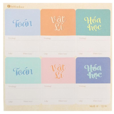 Bộ 28 Nhãn Vở B Cấp III - Linh Lan