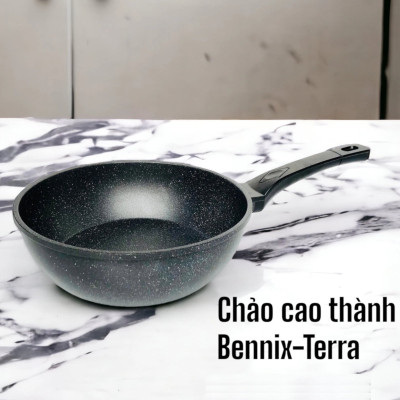 Chảo sâu lòng vân đá chống dính nhôm đúc Bennix Thái Lan Terra 22cm/26cm/28cm/30cm đáy từ