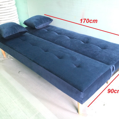 Bộ set sofa bed xanh dương đậm nhung Gvs2DvsB XDDN, sofa giường phòng khách