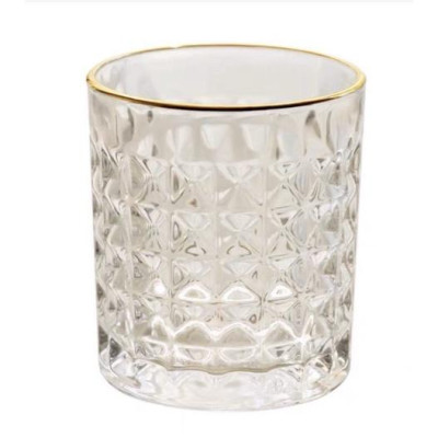 Bộ 6 cốc thủy tinh dùng uống ước hoặc rượu tây vân kim cương hạt viền vàng cao cấp