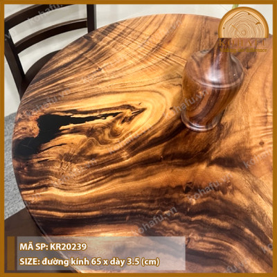 Mặt Bàn Tròn Gỗ Me Tây KOHAFU - Đường kính 65cm - Hàng Có Sẵn Y Hình