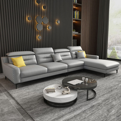 Sofa da đầu bật góc L cao cấp Tundo HDCT-11