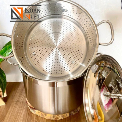 BỘ NỒI XỬNG HẤP 2 TẦNG 32cm 3 ĐÁY sử dụng ĐA NĂNG như nồi soup - Có thể luộc được 2 còn gà, hấp 2kg nếp. Dùng được bếp t