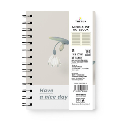 Sổ Lò Xo Bìa Cứng Minimalist A5 - Kẻ Ngang - 160 Trang 80gsm - The Sun 02