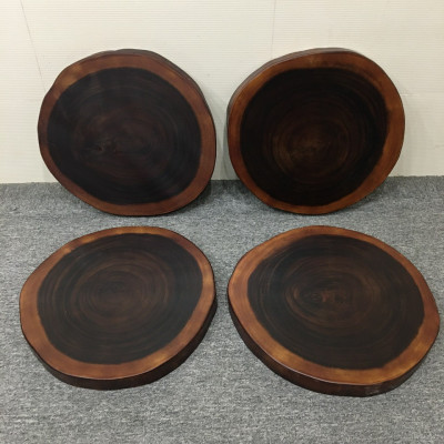 Mặt Bàn Tròn Tự Nhiên Khoanh Gỗ Me Tây KOHAFU - Đường Kính 40-80cm - Hàng Dự Án Có Sẵn