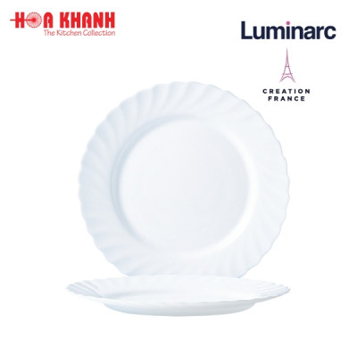 Đĩa Thủy Tinh Luminarc Diwali Trianon Trắng 25cm đựng thức ăn, cường lực, chịu nhiệt - Bộ 3 đĩa - N3645