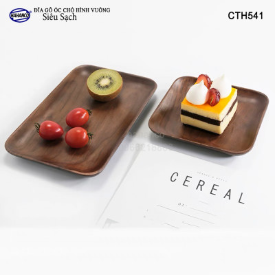 Đĩa vuông gỗ Óc Chó nhập khẩu Mỹ nguyên khối - hàng Xuất Khẩu Châu Âu - CTH541 - đựng đồ ăn/trang trí  - đĩa bánh mì/trái cây/ bít tết/ pizza/ phụ kiện chụp ảnh, bày món ăn trong nhà hàng - Sang trọng trên bàn ăn