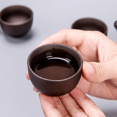 Bộ Bình Trà Tử Sa Mini Có Túi Đựng Đi Du Lịch Tiện Lợi Thích Hợp 2 - 4 Người Dùng Gồm 1 Ấm Trà, 4 Tách, 1 Bình Đựng Trà