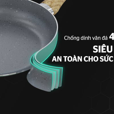  Chảo Sâu Chống Dính Vân Đá Sunhouse Clover CL20S - Hàng Chính Hãng