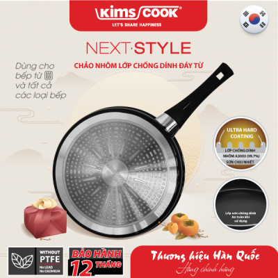 [GIÁ SỐC] Chảo Next Style Chống Dính Kims Cook NA120GT-BK-H - Đáy Từ - Hợp Kim Nhôm